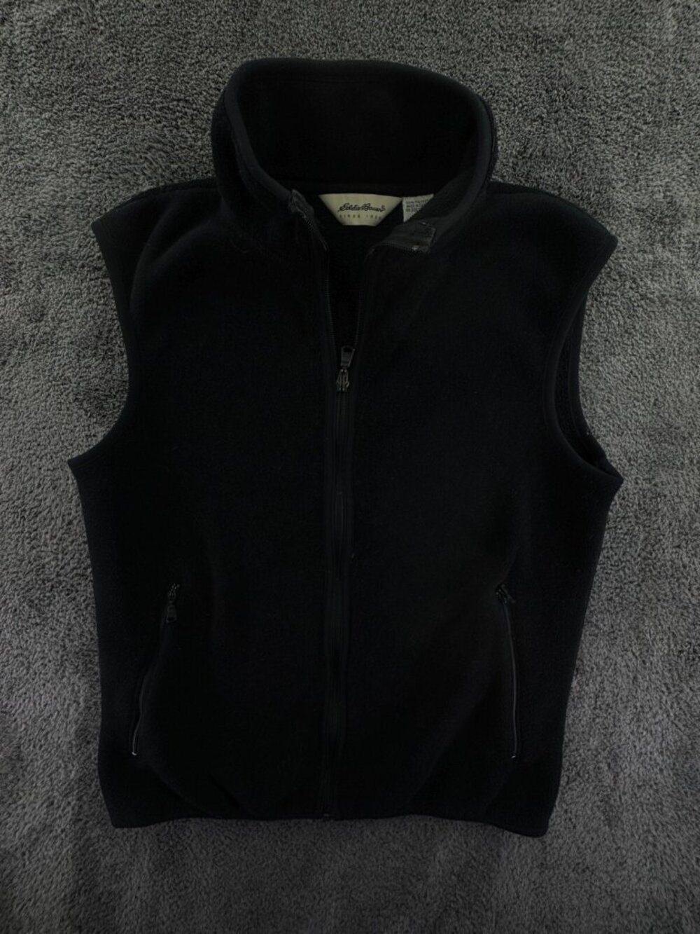 Eddie Bauer Vest Women XS Sleeveless Full Zip Outdoor Black Fleece Casual Pocket